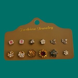 VTG Four Pair and Four Single Fairycore Flower Post Earrings